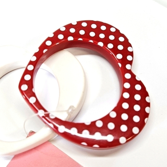 NEW Polka Dot Love Heart Plastic Bangle Two-Pack Valentine's Day 2011 - Picture 2 of 4